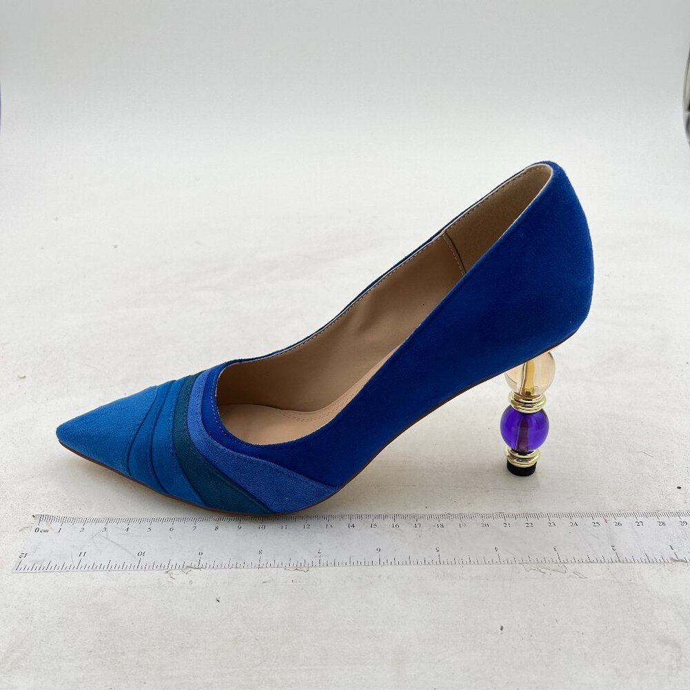 FOWT Blue Gradient Pointed Toe Party Pumps Jewelry High Heel Colorful Shoes